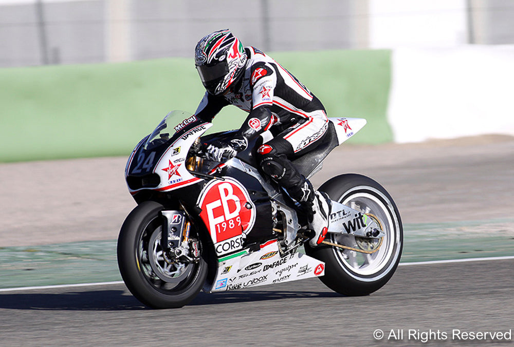 Gary McCoy testing the FB Corse MotoGP bike - by Imre Paulovits (MotoSport Aktuell)